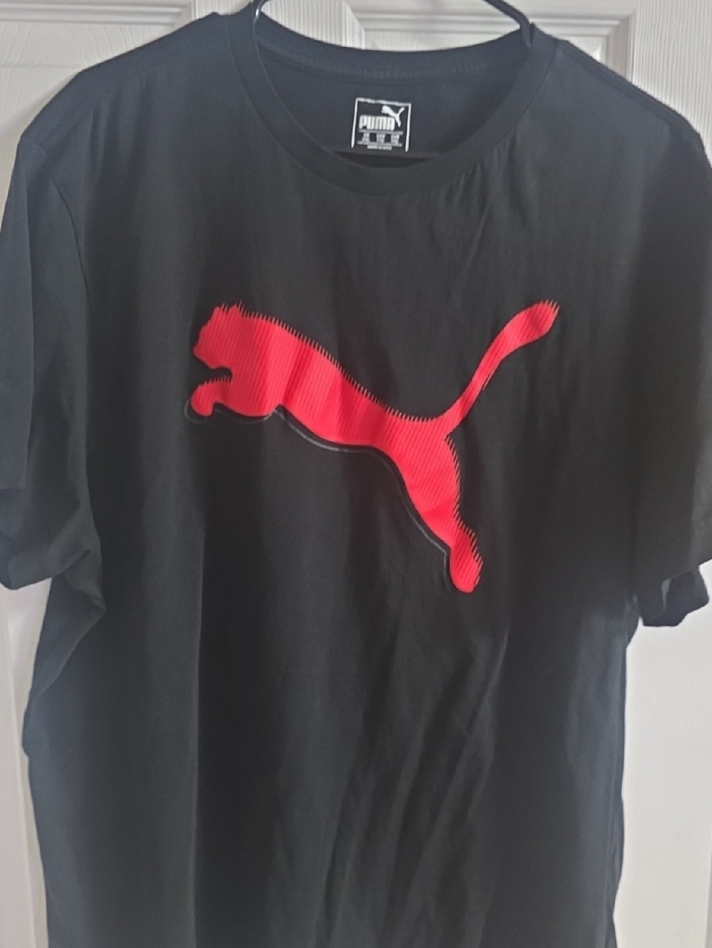 Puma Black T-Shirt with Red Jumping Cat Logo